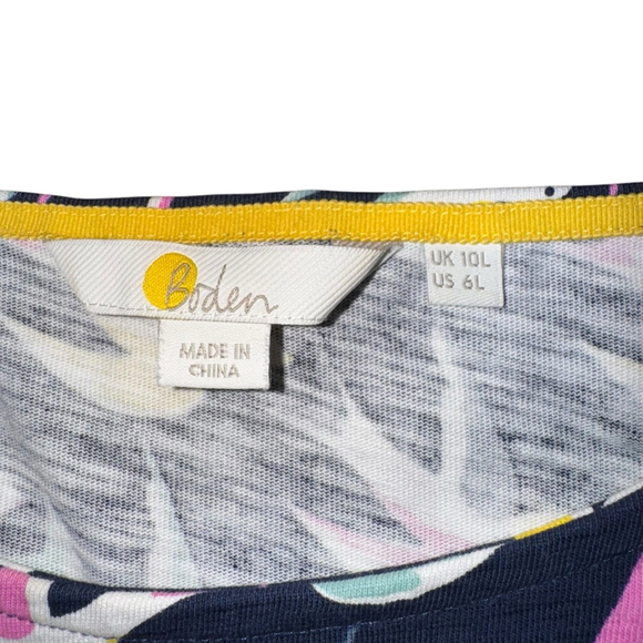 Boden Penny Jersey Swallow Dress Size UK 10L/US 6L Navy 3/4 sleeves midi preppy - Picture 9 of 13